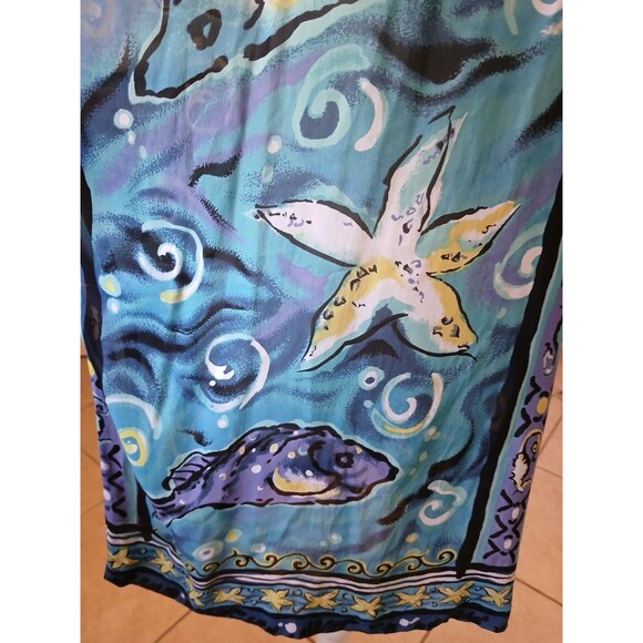 Biya Rated R By Johnny Was Cover Up Tunic Dress OS Blue Sea Life Starfish Boho - Picture 8 of 16
